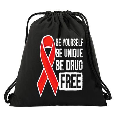 Drug Free Say No To Drugs Wear Red Awareness Red Ribbon Week Drawstring Bag