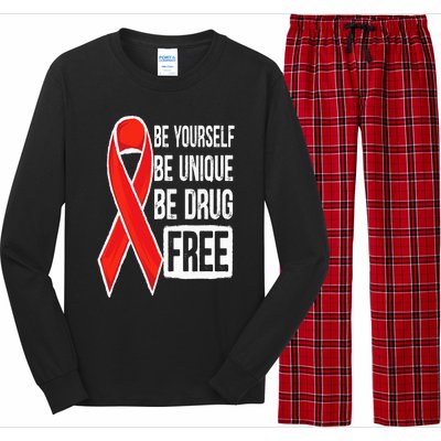 Drug Free Say No To Drugs Wear Red Awareness Red Ribbon Week Long Sleeve Pajama Set