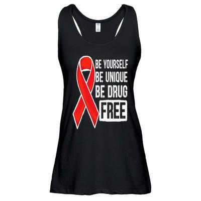 Drug Free Say No To Drugs Wear Red Awareness Red Ribbon Week Ladies Essential Flowy Tank