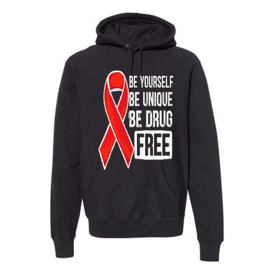 Drug Free Say No To Drugs Wear Red Awareness Red Ribbon Week Premium Hoodie