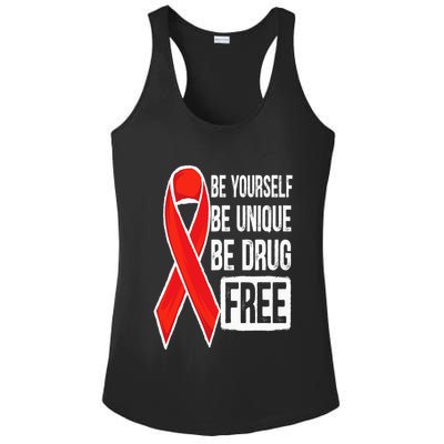 Drug Free Say No To Drugs Wear Red Awareness Red Ribbon Week Ladies PosiCharge Competitor Racerback Tank