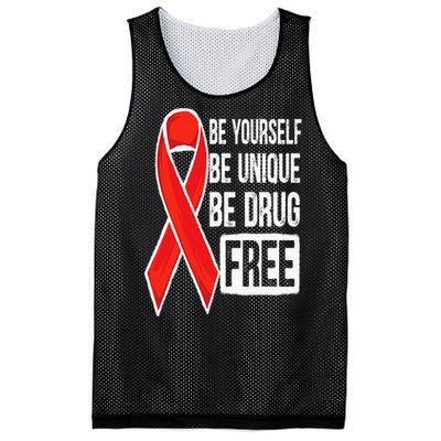 Drug Free Say No To Drugs Wear Red Awareness Red Ribbon Week Mesh Reversible Basketball Jersey Tank