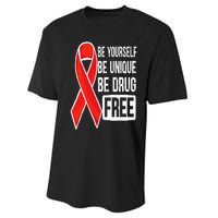 Drug Free Say No To Drugs Wear Red Awareness Red Ribbon Week Performance Sprint T-Shirt