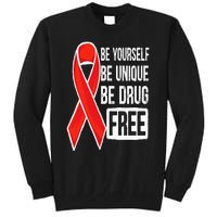 Drug Free Say No To Drugs Wear Red Awareness Red Ribbon Week Tall Sweatshirt