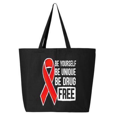 Drug Free Say No To Drugs Wear Red Awareness Red Ribbon Week 25L Jumbo Tote