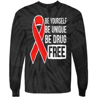 Drug Free Say No To Drugs Wear Red Awareness Red Ribbon Week Tie-Dye Long Sleeve Shirt