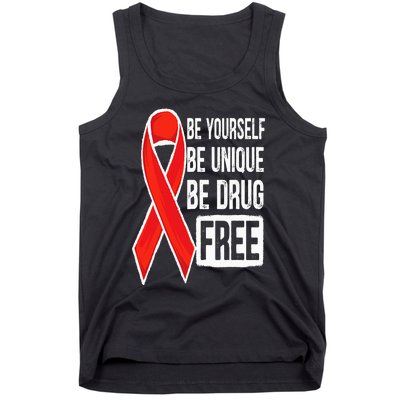 Drug Free Say No To Drugs Wear Red Awareness Red Ribbon Week Tank Top