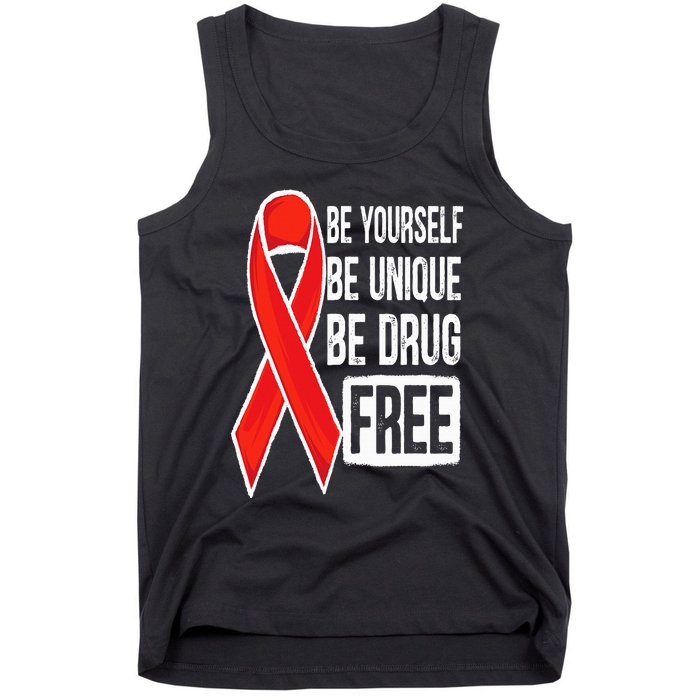 Drug Free Say No To Drugs Wear Red Awareness Red Ribbon Week Tank Top