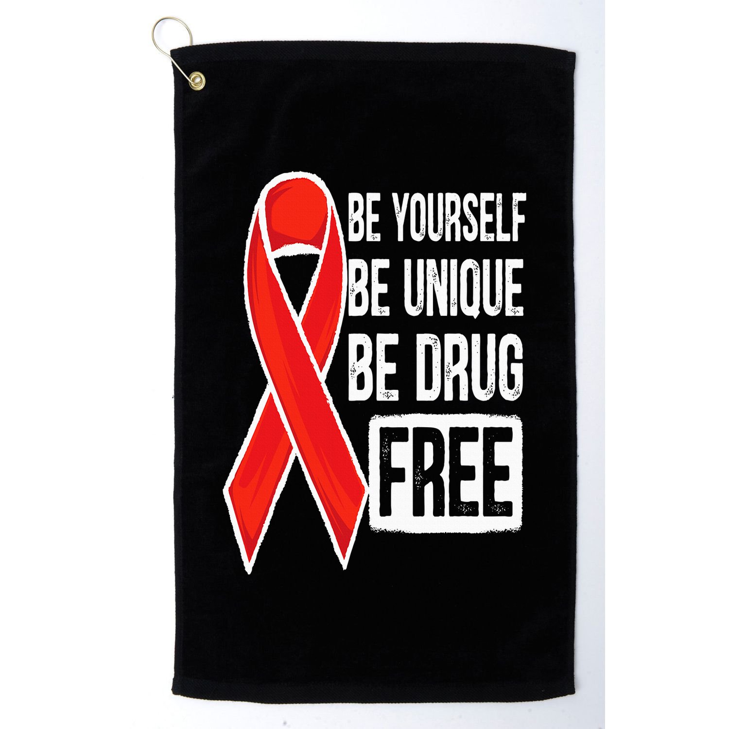 Drug Free Say No To Drugs Wear Red Awareness Red Ribbon Week Golf Towel