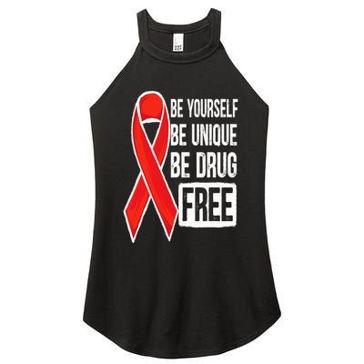 Drug Free Say No To Drugs Wear Red Awareness Red Ribbon Week Women's Perfect Tri Rocker Tank