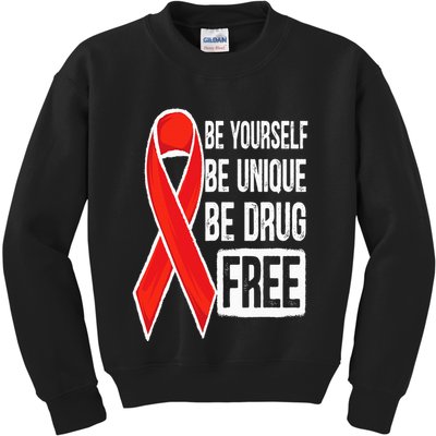 Drug Free Say No To Drugs Wear Red Awareness Red Ribbon Week Kids Sweatshirt