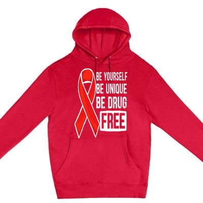 Drug Free Say No To Drugs Wear Red Awareness Red Ribbon Week Premium Pullover Hoodie