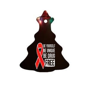 Drug Free Say No To Drugs Wear Red Awareness Red Ribbon Week Ceramic Tree Ornament