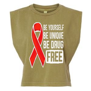 Drug Free Say No To Drugs Wear Red Awareness Red Ribbon Week Garment-Dyed Women's Muscle Tee