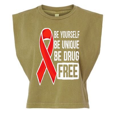 Drug Free Say No To Drugs Wear Red Awareness Red Ribbon Week Garment-Dyed Women's Muscle Tee