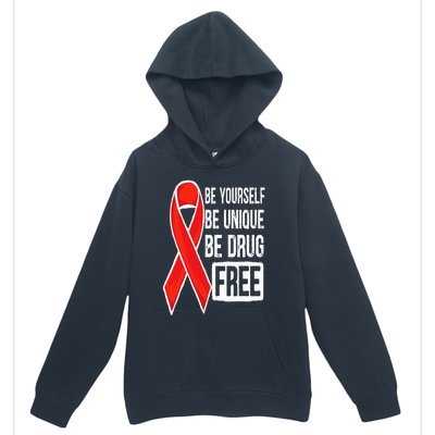 Drug Free Say No To Drugs Wear Red Awareness Red Ribbon Week Urban Pullover Hoodie