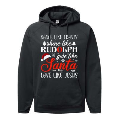 Dance Frosty Shine Rudolph Give Santa Love Jesus Xmas Performance Fleece Hoodie