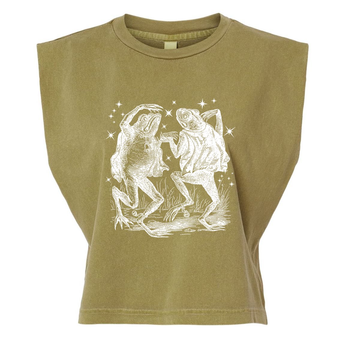 Dancing Frog Stars Vintage Garment-Dyed Women's Muscle Tee