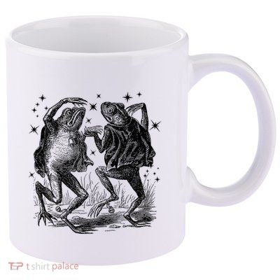 Dancing Frog Stars Vintage 11oz C Handle Ceramic Mug