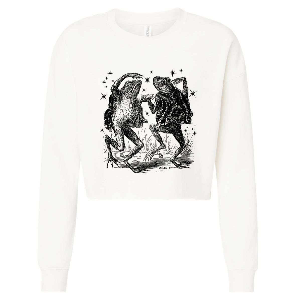 Dancing Frog Stars Vintage Cropped Pullover Crew