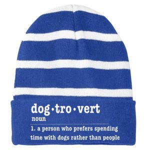 Dogtrovert Funny Sarcastic Dog Lover Striped Beanie with Solid Band