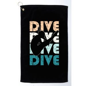 Dive Funny Springboard Diving Gift For High Diver Girls Meaningful Gift Platinum Collection Golf Towel