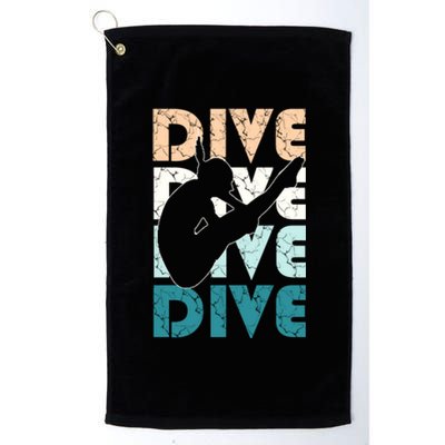 Dive Funny Springboard Diving Gift For High Diver Girls Meaningful Gift Platinum Collection Golf Towel