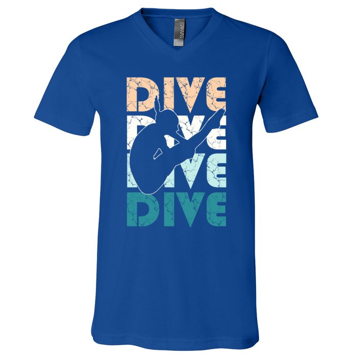 Dive Funny Springboard Diving Gift For High Diver Girls Meaningful Gift V-Neck T-Shirt