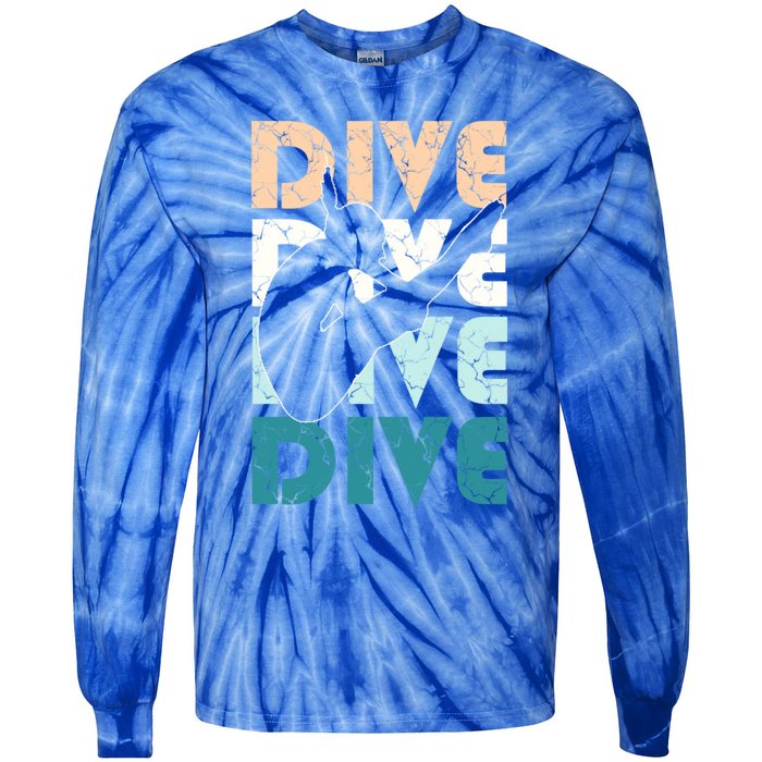 Dive Funny Springboard Diving Gift For High Diver Girls Meaningful Gift Tie-Dye Long Sleeve Shirt