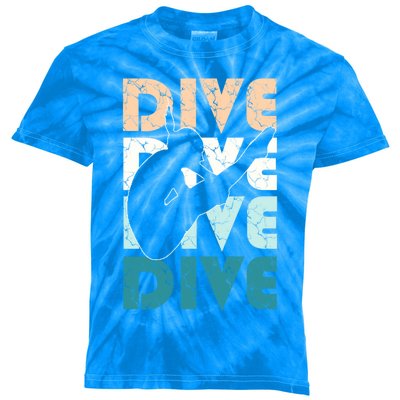 Dive Funny Springboard Diving Gift For High Diver Girls Meaningful Gift Kids Tie-Dye T-Shirt