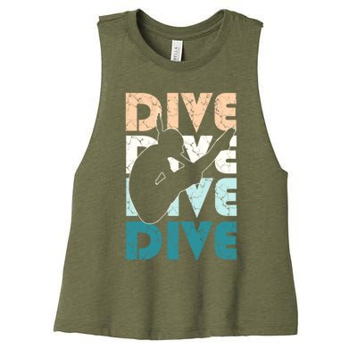 Dive Funny Springboard Diving Gift For High Diver Girls Meaningful Gift Women's Racerback Cropped Tank