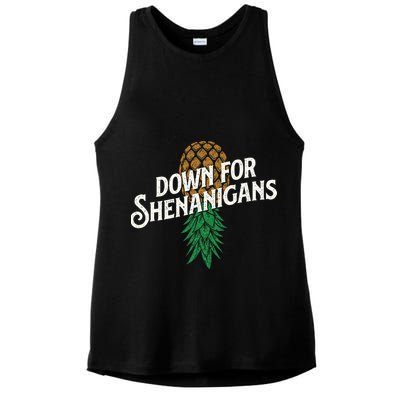 Down For Shenanigans Swinger Couple Upside Down Pineapple Ladies PosiCharge Tri-Blend Wicking Tank