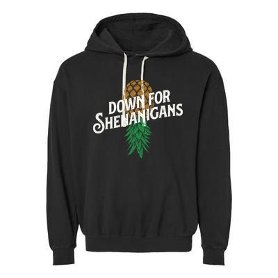 Down For Shenanigans Swinger Couple Upside Down Pineapple Garment-Dyed Fleece Hoodie