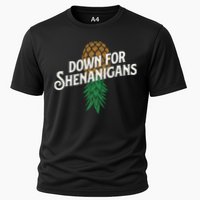 Down For Shenanigans Swinger Couple Upside Down Pineapple Cooling Performance Crew T-Shirt