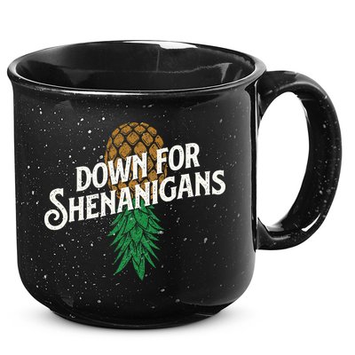 Down For Shenanigans Swinger Couple Upside Down Pineapple 15oz Campfire Ceramic Mug