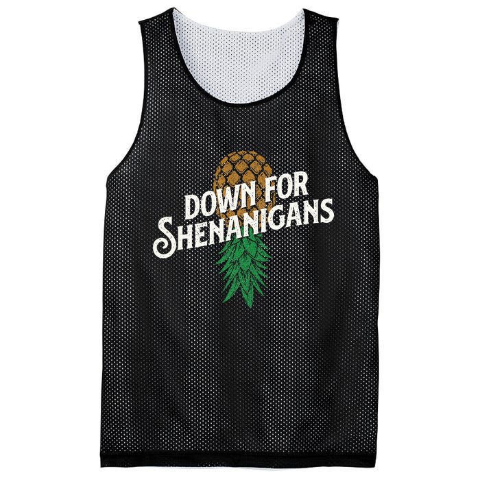 Down For Shenanigans Swinger Couple Upside Down Pineapple Mesh Reversible Basketball Jersey Tank