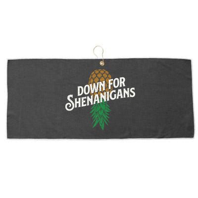 Down For Shenanigans Swinger Couple Upside Down Pineapple Large Microfiber Waffle Golf Towel