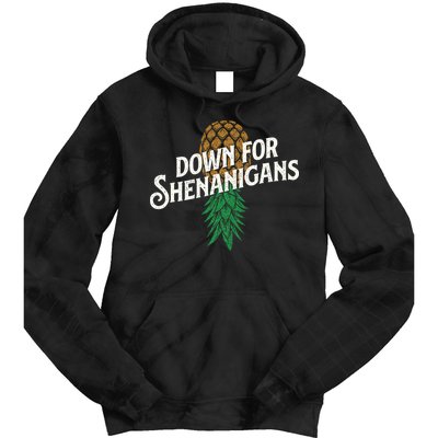 Down For Shenanigans Swinger Couple Upside Down Pineapple Tie Dye Hoodie