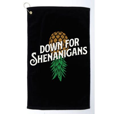 Down For Shenanigans Swinger Couple Upside Down Pineapple Golf Towel