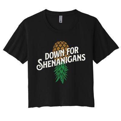 Down For Shenanigans Swinger Couple Upside Down Pineapple Crop Top