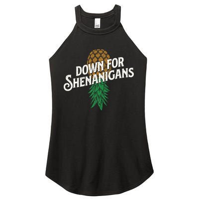 Down For Shenanigans Swinger Couple Upside Down Pineapple Women's Perfect Tri Rocker Tank