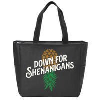 Down For Shenanigans Swinger Couple Upside Down Pineapple Zip Tote Bag