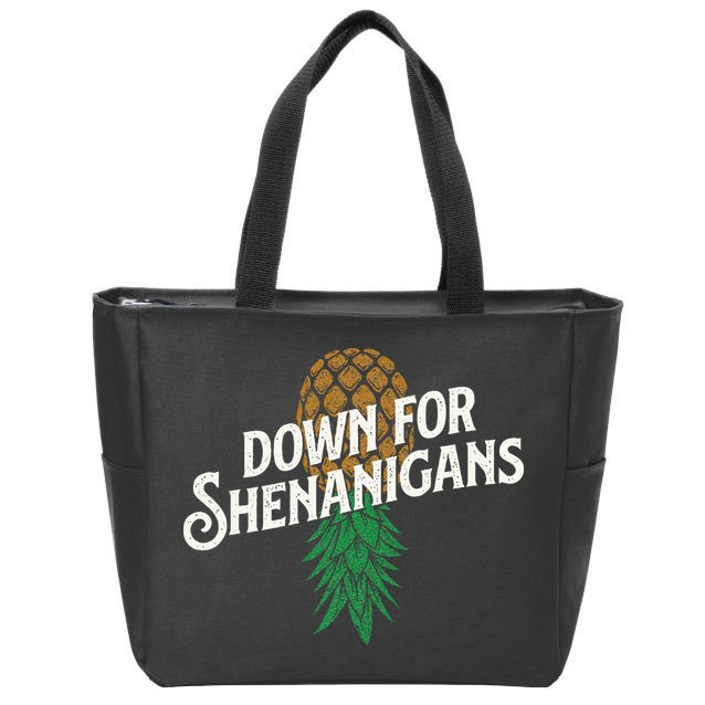 Down For Shenanigans Swinger Couple Upside Down Pineapple Zip Tote Bag