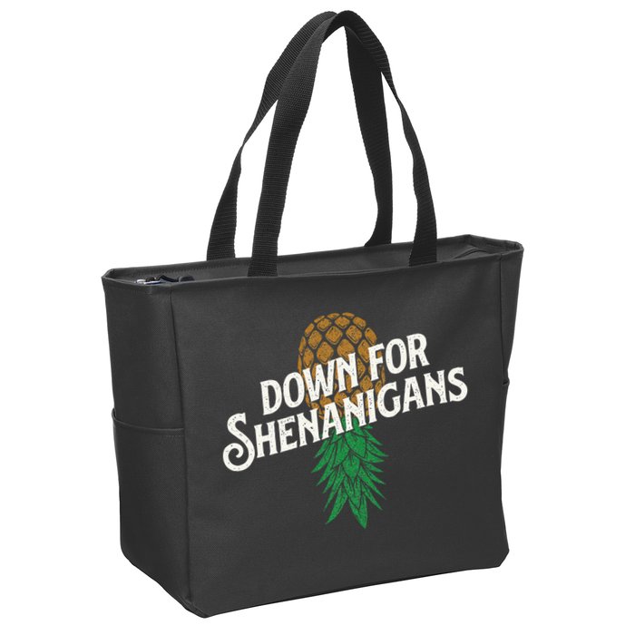Down For Shenanigans Swinger Couple Upside Down Pineapple Zip Tote Bag