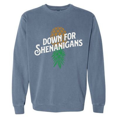 Down For Shenanigans Swinger Couple Upside Down Pineapple Garment-Dyed Sweatshirt