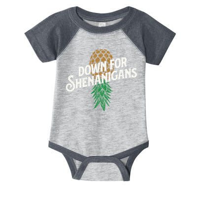 Down For Shenanigans Swinger Couple Upside Down Pineapple Infant Baby Jersey Bodysuit