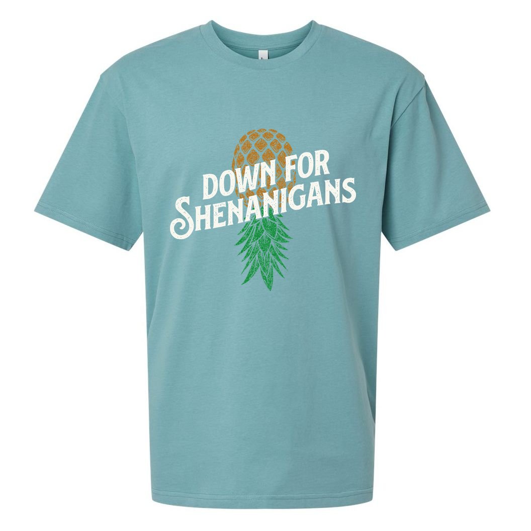 Down For Shenanigans Swinger Couple Upside Down Pineapple Sueded Cloud Jersey T-Shirt