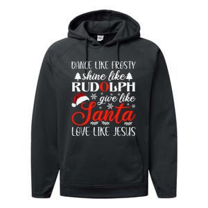 Dance Frosty Shine Rudolph Give Santa Love Jesus Christian  Performance Fleece Hoodie