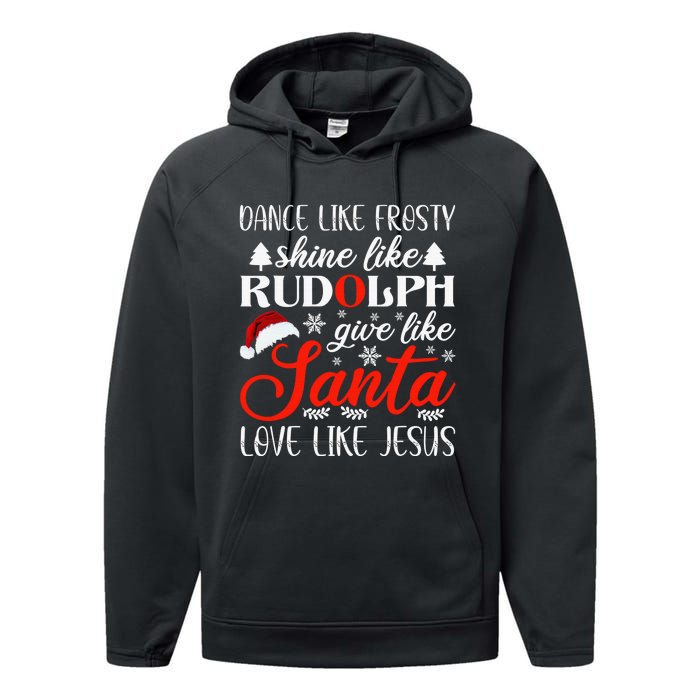 Dance Frosty Shine Rudolph Give Santa Love Jesus Christian  Performance Fleece Hoodie