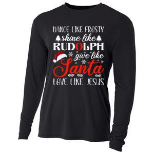 Dance Frosty Shine Rudolph Give Santa Love Jesus Christian  Cooling Performance Long Sleeve Crew